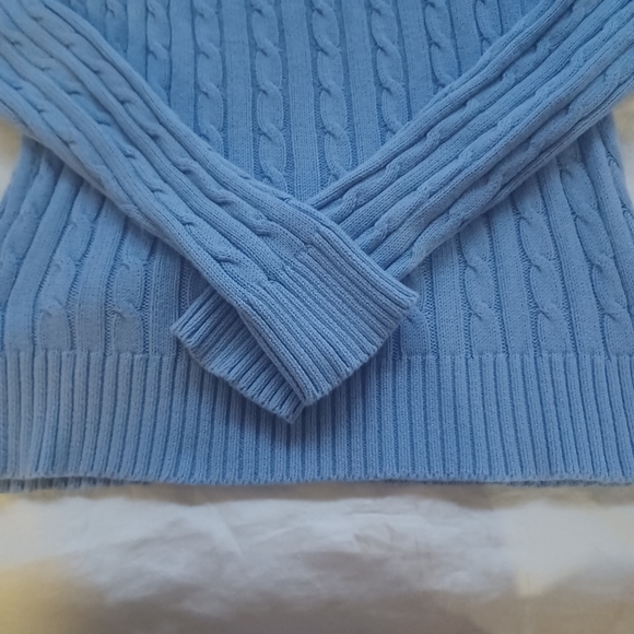 ADRIENNE VITTADINI PERIWINKLE CABLE KNIT VNACK COTTON SWEATER SIZE M - Picture 3 of 9